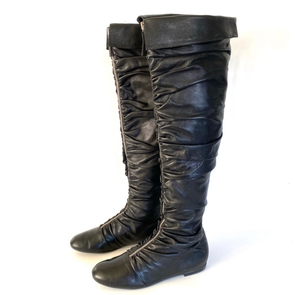 Giuseppe Zanotti Genuine Leather OTK Ruched Front Zipper Closure Boots - Picture 4 of 16